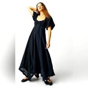 FREE PEOPLE ON MY LEVEL MAXI DRESS BLACK EXTRA SMALL
